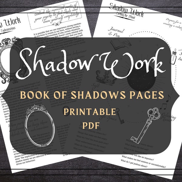 Shadow Work Printable Pages - Shadow Work Book of Shadows Pages - Shadow Work eBook - Witchcraft Grimoire Pages