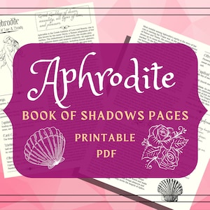 Aphrodite Pages imprimables - Aphrodite Livre des ombres Pages - Profil de la déesse grecque - Aphrodite Witchcraft Grimoire Pages