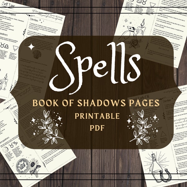 Witches Spell Bundle - Spell Casting Grimoire Pages - BOS Pages Book of Shadows Printable Pages - Spell Book PDF -  Witchcraft Love Spells