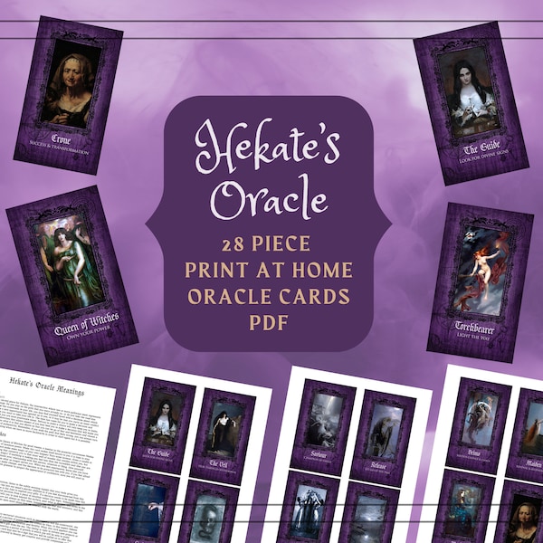 Hekate Printable Oracle Cards - Shadow Work Oracle Deck + Hekate Book of Shadows Pages PDF Goddess Oracle Deck