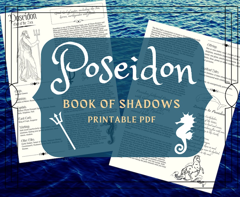 Poseidon Printable Pages Poseidon Book of Shadows Pages - Etsy