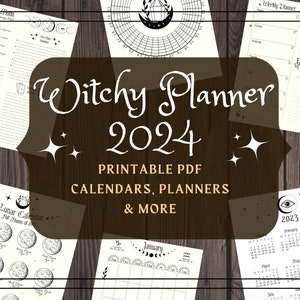 Witchy Planner Printable Pages - Witch Planner Pages - 2024 Year Planner Witches Planner - Moon Magick - Journal Grimoire Ink Saver