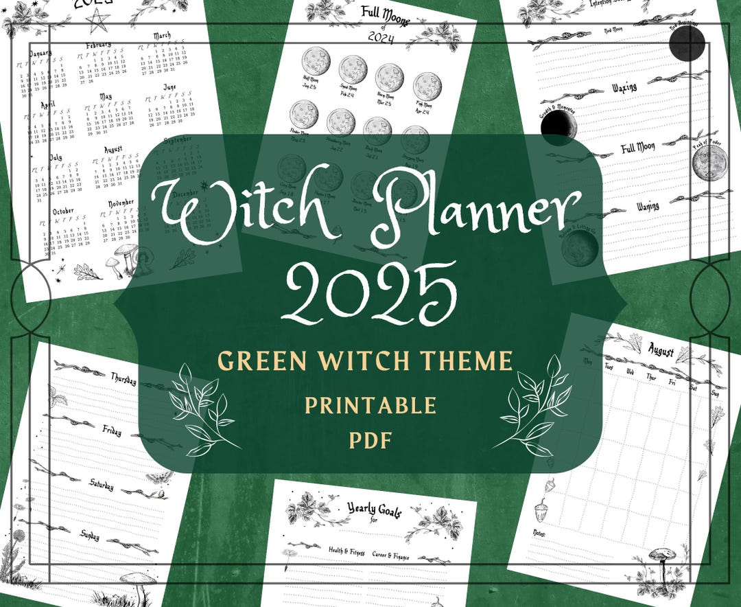 Witchy Planner Printable Pages - Witch Planner Pages - 2025 A4 A5 ...