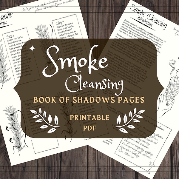 Basics of Witchcraft - Smoke Cleansing Printable Pages - Grimoire Pages BOS Pages Book of Shadows Witchcraft PDF - Smudging