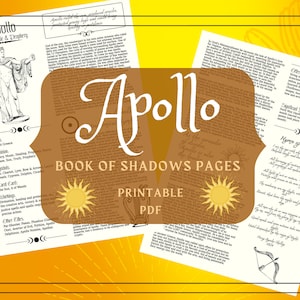 Apollo Printable Pages - Apollo Book of Shadows Pages - Greek God Profile - Apollo Witchcraft Grimoire Pages - Son God Solar God