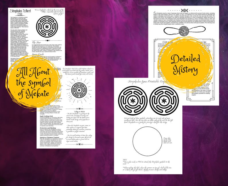 Hekate's strophalos wheel printable pages for a Hekate Book of Shadows