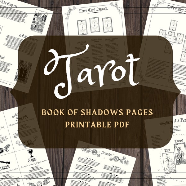 Tarot Printable Pages - Tarot Cheat Sheet - Tarot Beginner Book - Book of Shadow Pages - Learn Tarot PDF eBook - Grimoire Pages