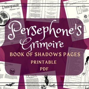 Páginas imprimibles de Perséfone - Páginas del Libro de las Sombras de Perséfone - Páginas BOS de Trabajo de Sombras - Brujería de Perséfone