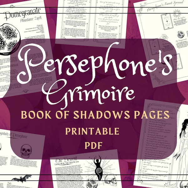 Persephone Printable Pages - Persephone Book of Shadows Pages - Shadow Work BOS Pages - Persephone Witchcraft