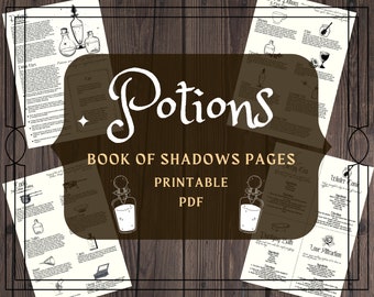 Potions Book of Shadows Pages: Kitchen Witchcraft Grimoire (Printable PDF)