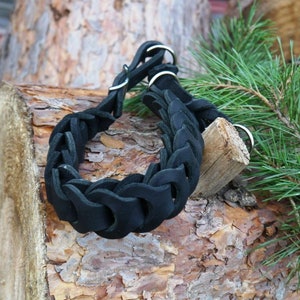 NOUVEAU : collier en cuir graissé noir rsp-design &#39;Numero uno&#39; pour chiens de grande taille avec arrêt de traction
