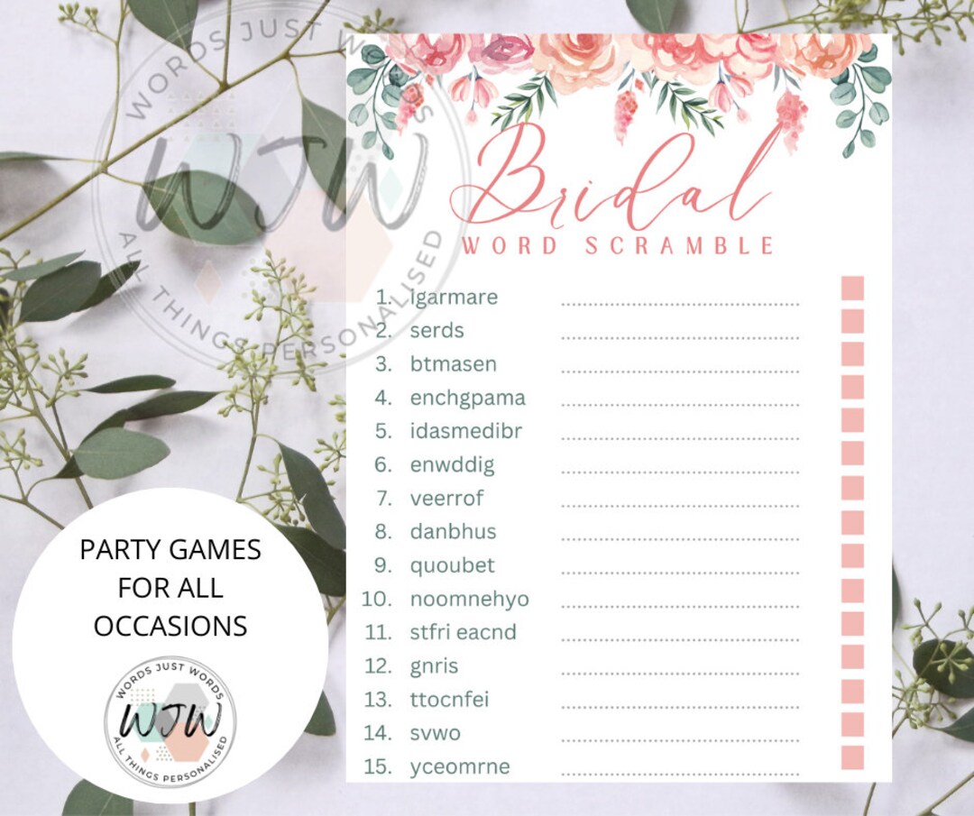 Bridal Shower Games, Digital Prints, Bridal Games, Digital Download ...