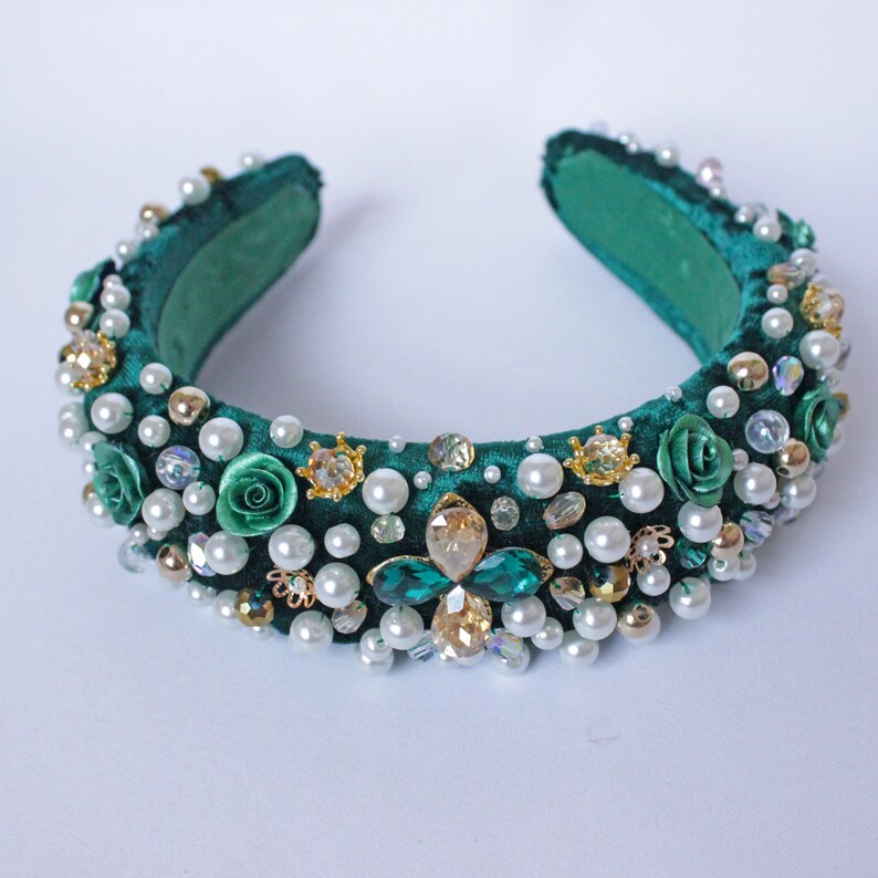 Bead headband for woman Crown Rhinestone Beaded headband Etsy