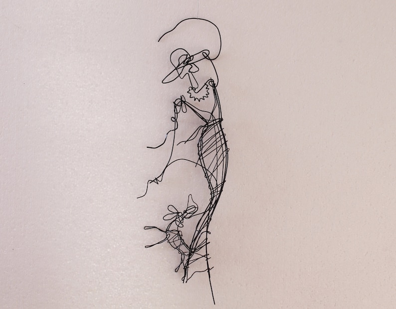 wire art wire art beloved dog Gift wall wire Art deco woman and dog Wall gift woman a dog line woman wire sculpture Minimalism