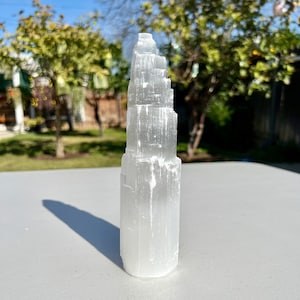 8&quot; Carved Natural Selenite/Satin Spar Tower