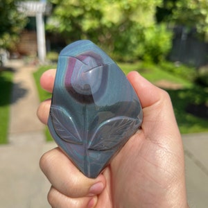 Natural AAA grade Rainbow Obsidian Polished Flowers