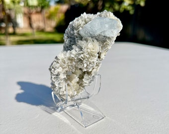 Terminated Gemstone Aquamarine Crystals Cluster Specimen on Muscovite Mica Matrix, 169g