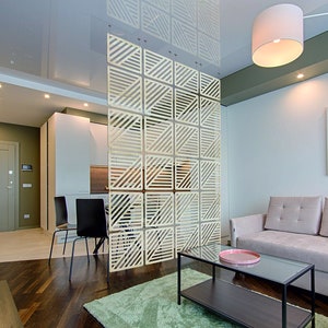 Room Divider panels Interior partition HARDWOOD Plywood decor Hanging screens. Modular and priced per 2300mm (x 400mm) drop, Made in LONDON.