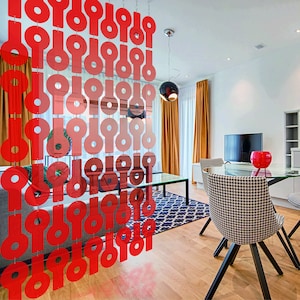 Room Divider panels Interior partition Translucent RED acrylic 100% Recycled plastic decor Hanging screens 2350mm x 170mm drop. LONDON MADE