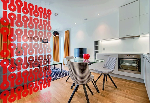 Red Acrylic Room Divider Panels: Recycled Plastic Hanging Screens