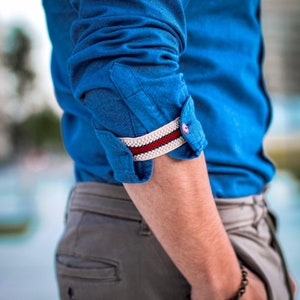 The Original shirt cuff holder MADE IN FRANCE - Nato Cuff - Stop rolled long sleeves shirt -Pull them up with elegance – Elastic anti-slip