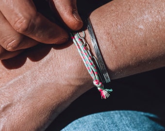4mm Braided cotton bracelet, sliding and adjustable link bracelet