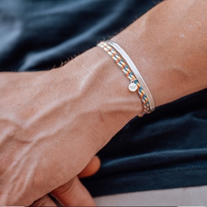 2mm Braided cotton bracelet, sliding and adjustable link bracelet