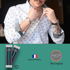 Nato Cuff The Original copyrighted Shirt Cuff holder, Elastic Band to avoid hems on shirt Sleeves