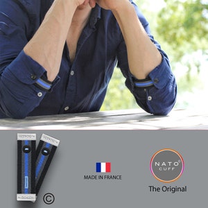 Nato Cuff The Original copyrighted Shirt Cuff holder, Elastic Band to avoid hems on shirt Sleeves