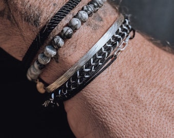 4mm Braided cotton bracelet, sliding and adjustable link bracelet