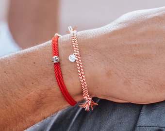 2mm Braided cotton bracelet, sliding and adjustable link bracelet