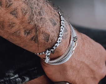 4mm Braided cotton bracelet, sliding and adjustable link bracelet