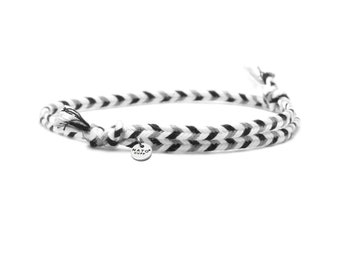 4mm Braided cotton bracelet, sliding and adjustable link bracelet