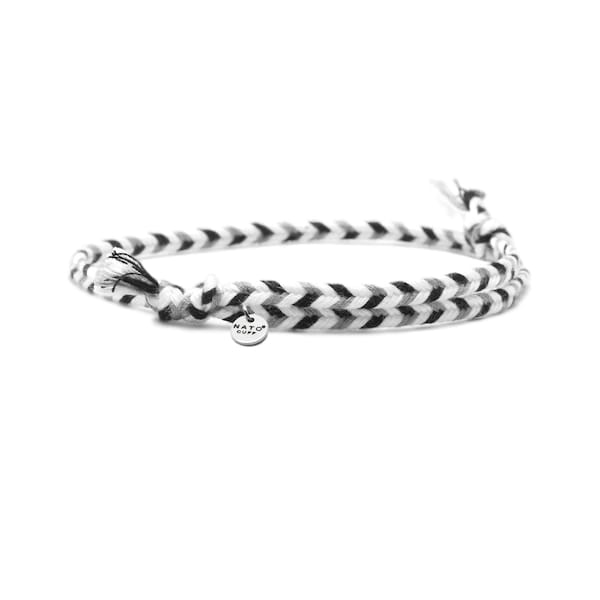 4mm Braided cotton bracelet, sliding and adjustable link bracelet