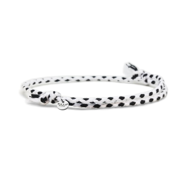 2mm Braided cotton bracelet, sliding and adjustable link bracelet image 1