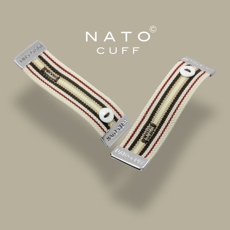 The Original shirt cuff holder MADE IN FRANCE Nato Cuff Stop rolled long sleeves shirt Pull them up with elegance Elastic anti-slip Berlin Beige