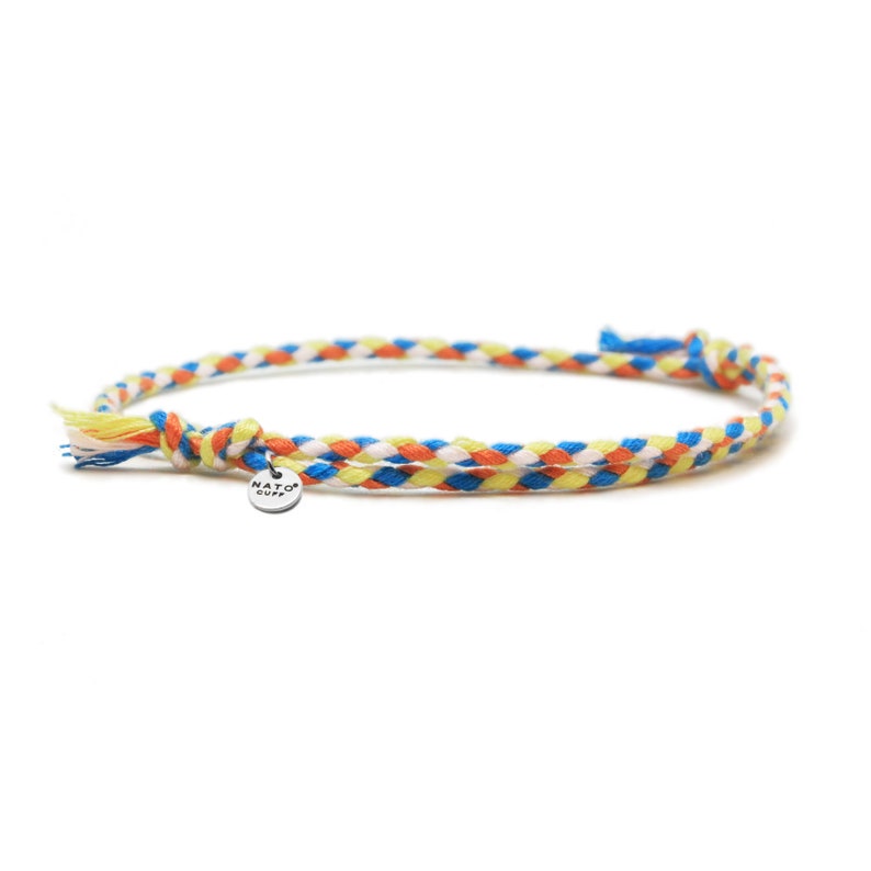 2mm Braided cotton bracelet, sliding and adjustable link bracelet image 8