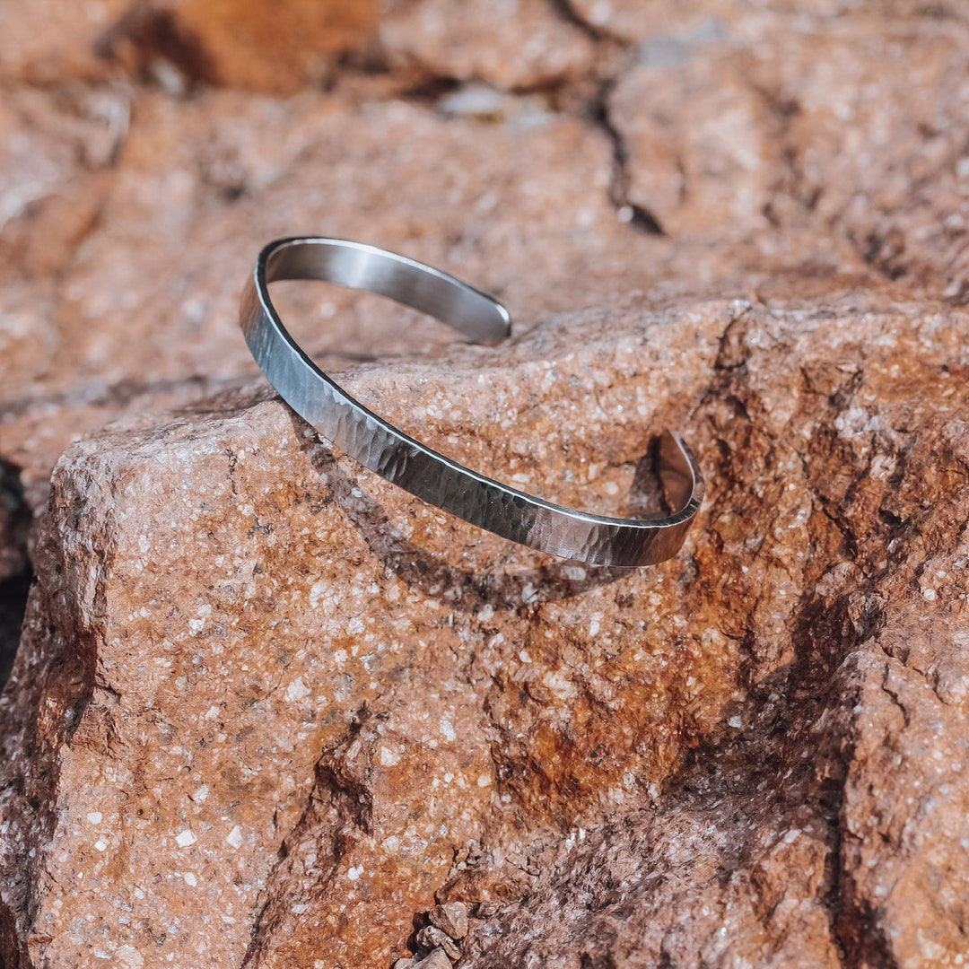 316L Stainless Steel Hammered Cuff Bangle Bracelet - Etsy
