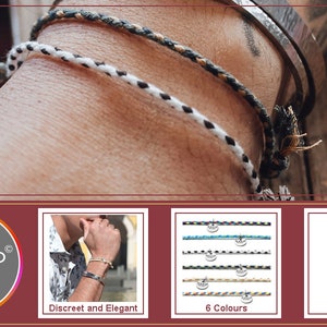 2mm Braided cotton bracelet, sliding and adjustable link bracelet image 4