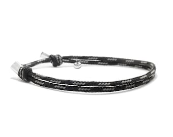 925 Sterling Silver Paracord Bracelet, Sliding and adjustable Cord Men's and Women's Jewelry