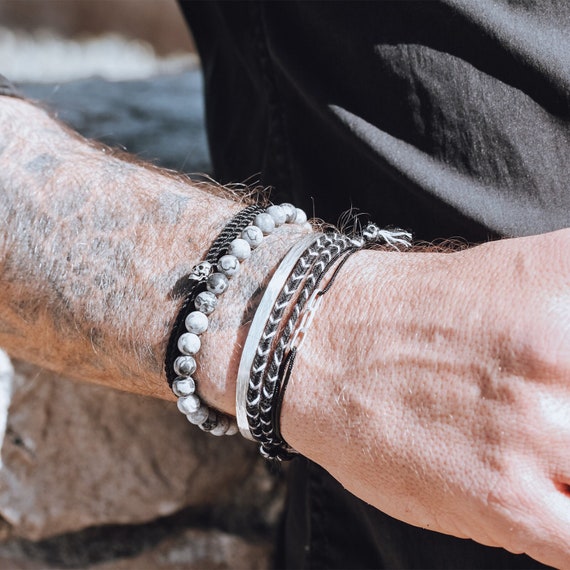925 Sterling Silver Skull Bracelet, Sliding and Adjustable