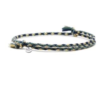 2mm Braided cotton bracelet, sliding and adjustable link bracelet