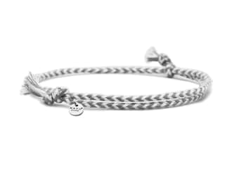 2mm Braided cotton bracelet, sliding and adjustable link bracelet