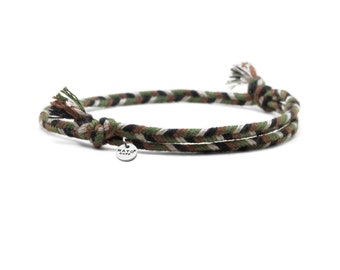 4mm Braided cotton bracelet, sliding and adjustable link bracelet