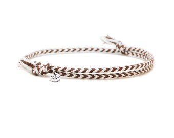 2mm Braided cotton bracelet, sliding and adjustable link bracelet