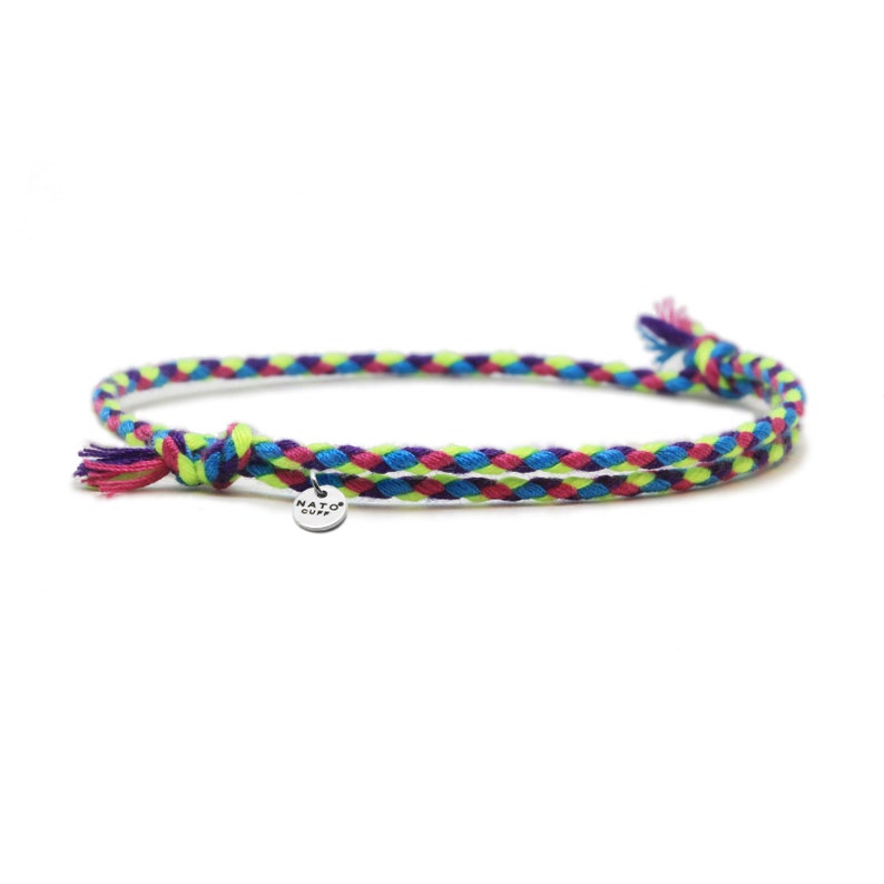 2mm Braided cotton bracelet, sliding and adjustable link bracelet image 6