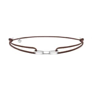 Nato Cuff - 925 Sterling Silver Link Bracelet, sliding and adjustable nylon bracelet