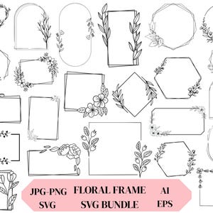 Floral Frames SVG Bundle,Floral border Svg,Rectangle frame Svg,Decorative Frame SVG,Wedding Frame vector,Botanical Flowers,Instand download.