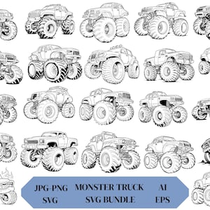 Monster Truck Svg Bundle,Monster Truck Clipart,Offroad Truck,Cut Files For Cricut,Big Truck Sublimation Designs,Digital File,InstantDownload