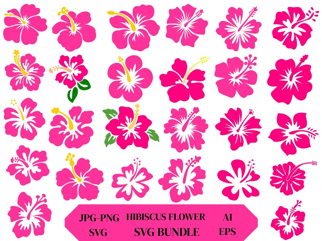 Hibiscus Flower SVG Bundle: Hawaiian Floral Clipart (digital File) - Etsy